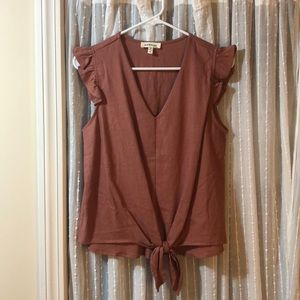 Ruffle tie waist tank top